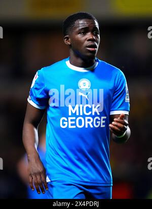 Peterborough United's Kwame Poku during the Sky Bet League One play-off semi-final, first leg match at Kassam Stadium, Oxford. Picture date: Saturday May 4, 2024. Stock Photo