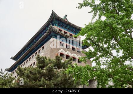 Archery tower of the historic Zhengyangmen gate in Qianmen street, located to the south of Tiananmen Square in Beijing, China on 19 April 2024 Stock Photo