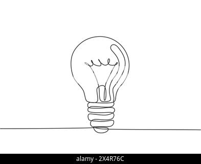 One single line drawing of clean glass lightbulb for electricity company logo identity. Power electric icon concept. Trendy continuous line draw desig Stock Vector