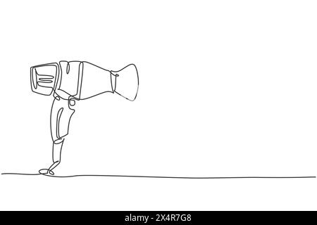 One continuous line drawing of hair dryer electric home appliance. Woman electricity stuff household tools template concept. Trendy single line draw d Stock Vector