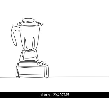 One single line drawing of electric blender home appliance for making fruit juice smoothie. Electricity kitchenware tools concept. Dynamic continuous Stock Vector