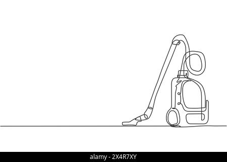 One single line drawing of electric vacuum cleaner home appliance. Electricity wireless cleaning robot household tools concept. Dynamic continuous lin Stock Vector