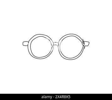 One single line drawing of old retro round glasses logo identity. Optical shop logotype icon template concept. Dynamic continuous line draw design gra Stock Vector