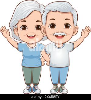 Old Couple, happy grandparents day concept illustration Stock Vector