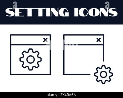 Setting Icons Set Vector. Setting Line Icons illustration. Setting Gears Icon. Stock Vector