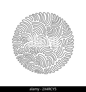 Continuous one line drawing flat design circle icon. Black geometric shape. Modern round object. Circles symbol logo. Abstract isolated sign. Swirl cu Stock Vector