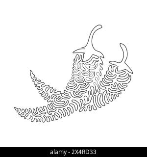 Continuous one line drawing whole healthy organic hot chilies for farm logo identity. Fresh chili peppers concept for vegetable icon. Swirl curl style Stock Vector