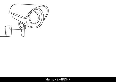 Single continuous line drawing cctv with a round shape installed on the side of the highway to monitor traffic movements and improve security systems. Stock Vector