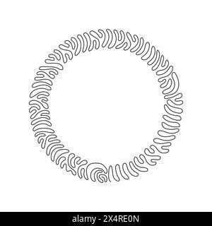 Single continuous line drawing flat design circle icon. Black geometric shape. Modern round object. Circles symbol logo. Swirl curl circle background Stock Vector