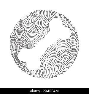 Continuous one line drawing dog bone icon in modern flat design isolated, pet food for web site or mobile app. Swirl curl circle background style. Sin Stock Vector