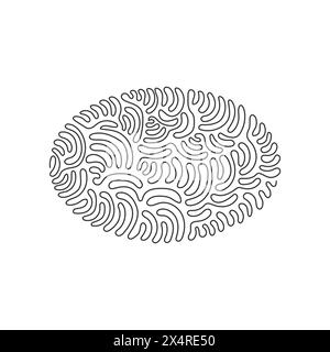Continuous one line drawing geometric shapes, ellipse icon. Simple line, outline vector 3d figures icons for ui and ux, website or mobile application. Stock Vector