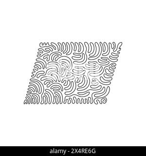 Single one line drawing geometric shapes, parallelogram icon. Simple line, outline vector 3d figures for ui and ux, website or mobile application. Swi Stock Vector