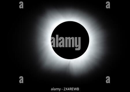 Totality phase during the total solar eclipse of 2024 from Texas, USA Stock Photo