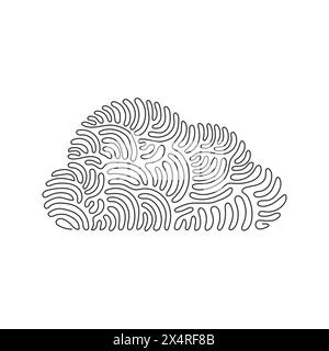 Continuous one line drawing geometric shapes, cloud icon. Simple line, outline vector 3d figures icons for ui and ux, website or mobile application. S Stock Vector