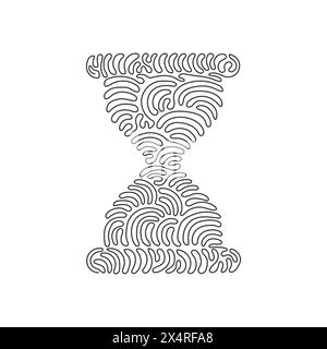Single one line drawing hourglass flat icon. Outline symbol for website or mobile app. Sand watch thin line for design logo. Swirl curl style. Continu Stock Vector