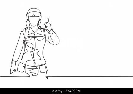 Continuous one line drawing soldiers with weapons, full uniforms ...