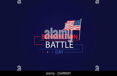 Honoring History Bennington Battle Day Text with USA Flag Design Stock Vector