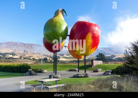 Cromwell Fruit Sculpture, State Highway 8, Cromwell, Central Otago, Otago, South Island, New Zealand Stock Photo