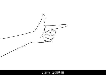 Continuous one line drawing hand making gun or weapon gesture. Hand shot sign or symbol. Nonverbal or touching hand symbol. Hand variation shape. Sing Stock Vector