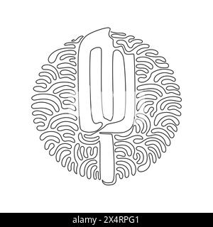 Single continuous line drawing frozen popsicle have been bitten. Ice cream on stick for dessert. Cold summer snack. Swirl curl circle background style Stock Vector