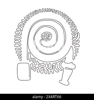 Single continuous line drawing fire hose logo in trendy style. Suitable for many purposes. Firefighter equipment. Swirl curl circle background style. Stock Vector