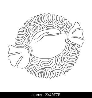 Continuous one line drawing candy in wrappers. Sweet candies for dessert. Kids favorite snacks. Sugary foods. Swirl curl circle background style. Sing Stock Vector