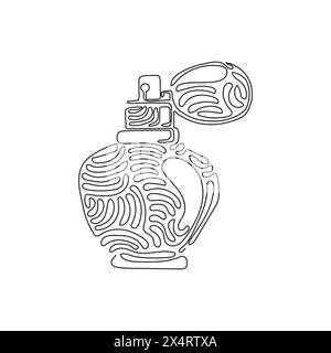 Continuous one line drawing perfume flacons and bottles. Cosmetics icons. Perfume flat design cosmetic and spa illustration. Swirl curl style. Single Stock Vector