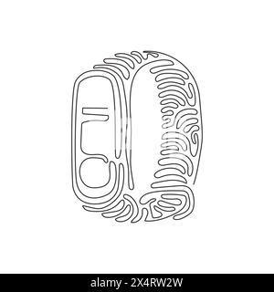 Single one line drawing smart band fitness tracker hand path. Digital smart fitness watch bracelet with touchscreen. Swirl curl style. Modern continuo Stock Vector