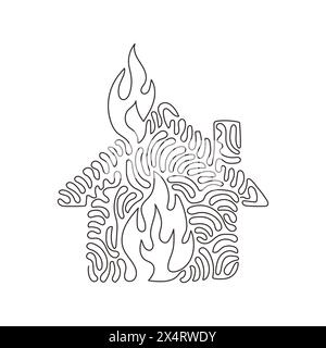 Continuous editable drawing of fire icon. Flame symbol in one line ...