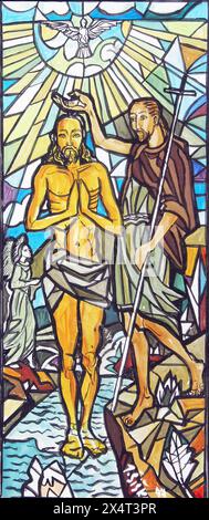 Baptism of the Lord, sketch for a stained glass window in the parish church of Saints Peter and Paul in Velika Gorica, Croatia Stock Photo