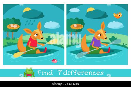 Find 7 differences. Game for children. Card with cute cartoon style ...