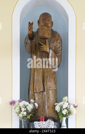 Statue of Saint Leopold Mandic on the altar in the Chapel of Saint Leopold Mandic in Nova Sarovka, Croatia Stock Photo