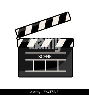 Movie clapperboard isolated on white background. Vector design for entertainment industry illustration and design element. Stock Vector