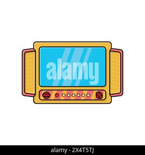 Retro videogame cartoon style illustration of retro videogame console vector icon for web design and technology industry theme Stock Vector