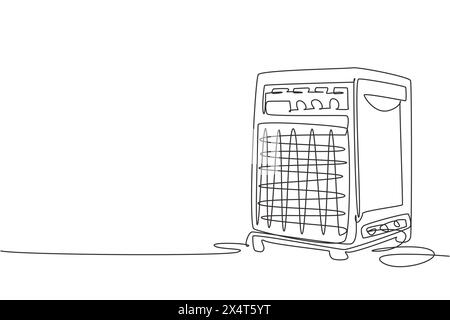 Continuous one line drawing sound system and speaker cartoon vector illustration. Music tool equipment concept. Flat cartoon style suitable for band, Stock Vector