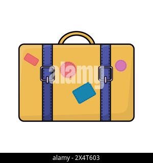 Retro travel suitcase icon over white background colorful vector illustration for travel and tourism design element. Stock Vector
