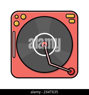 Turntable icon vector illustration for technology design concept. Retro style vinyl design element Stock Vector