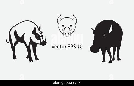 Babirusa illustration icon design EPS 10 And JPG Stock Vector