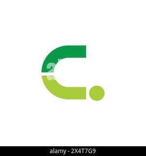 letter cj colorful green geometric logo vector Stock Vector