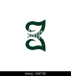 letter k green curves linear geometric logo vector Stock Vector