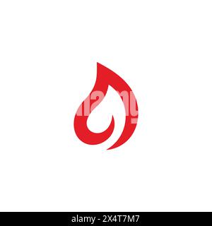 red flame curves simple geometric logo vector Stock Vector