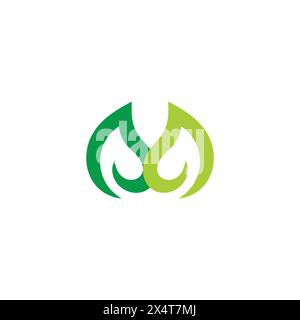 letter m linked leaf green logo vector Stock Vector