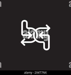 letter bq linked overlap arrows linear logo vector Stock Vector