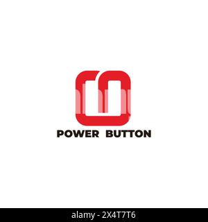 squares red power button simple logo vector Stock Vector