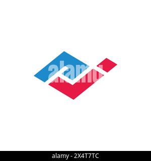 letter rj simple linked colorful geometric logo vector Stock Vector