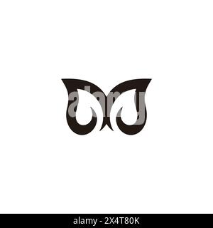 letter m simple curves elephant linear logo vector Stock Vector