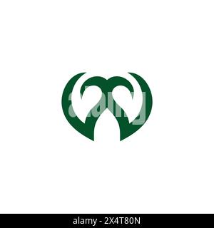 letter w linked leaf green logo vector Stock Vector