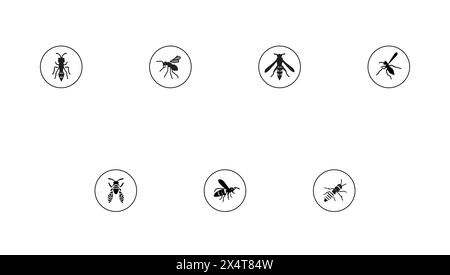 icon Black  Beewolf wasp Stock Vector