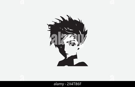 illustration Anime Boy Face icon Design EPS 10 And JPG Stock Vector