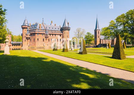 A summers day at 'The Haar Castle' (Dutch: Kasteel de Haar), located in Haarzuilens outside the town of Utrecht and is the largest castle in The Nethe Stock Photo